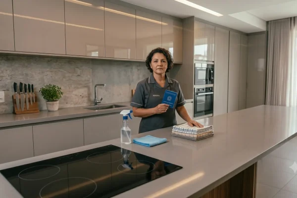 Empregada doméstica segurando a Carteira de Trabalho - direitos da empregada doméstica MWBC
