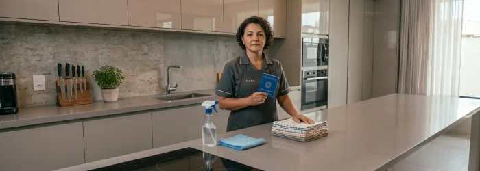 Empregada doméstica segurando a Carteira de Trabalho - direitos da empregada doméstica MWBC