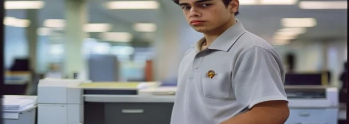 Jovem estagiário tirando xerox no escritório - direitos do estagiário MWBC